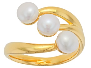 Genusis™ White Cultured Freshwater Pearl 18k Yellow Gold Over Bronze Ring