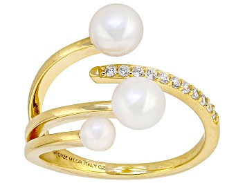 Picture of Genusis™ White Cultured Freshwater Pearl with Bella Luce® 18k Yellow Gold Over Bronze Ring