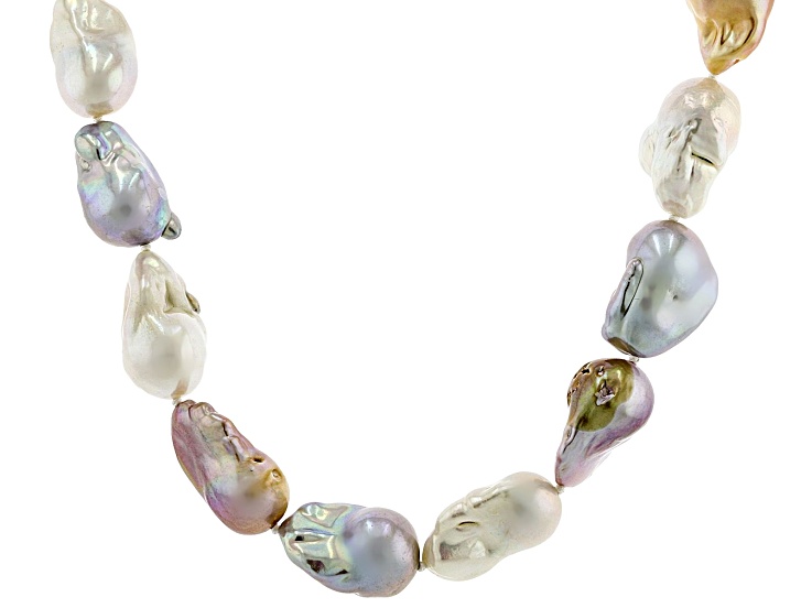 Genusisâ„¢ Multi-Color Cultured Freshwater Pearl Rhodium Over Sterling Silver 20 Inch Necklace
