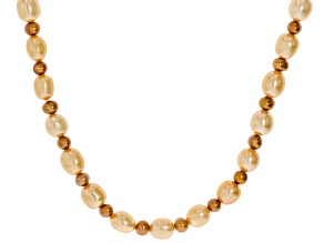 Multi-Color Cultured Freshwater Pearl 14k Yellow Gold Over Sterling Silver 18 Inch Necklace