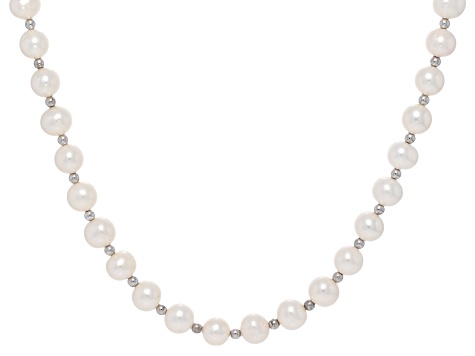 Harper White Rhodium Bezel Strand Necklace