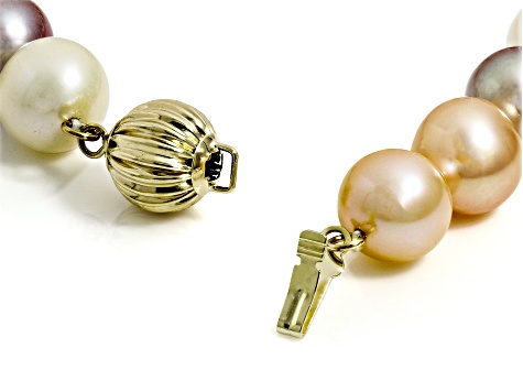Multi-Color Cultured Freshwater Pearl 14k Yellow Gold 18 Inch Strand Necklace