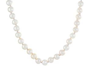 White Cultured Japanese Akoya Pearl 14k Yellow Gold 18 Inch Strand Necklace