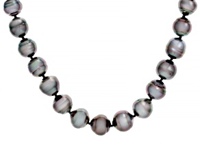 Multi-Color Cultured Tahitian Pearl Rhodium Over Sterling Silver 18 Inch Strand Necklace