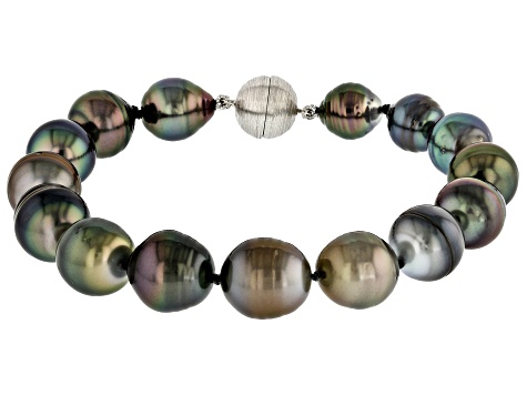 Ombre Cultured Kasumiga Pearl Rhodium Over Sterling Silver