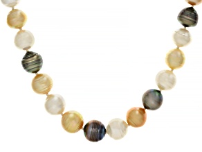 Multi-Color Cultured Tahitian & South Sea Pearl 18k Gold Over Silver 18 Inch Strand