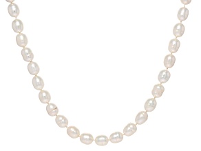 White Cultured Freshwater Pearl Rhodium Over Sterling Silver 17.5 Inch Strand Necklace