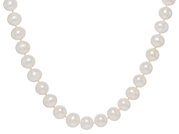 White Cultured Freshwater Pearl Rhodium Over Sterling Silver 18