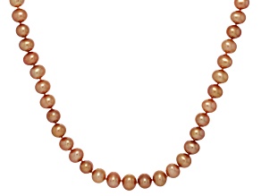 Golden Cultured Freshwater Pearl Rhodium Over Sterling Silver 17.5 Inch Necklace