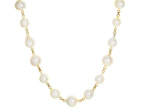 White Cultured Japanese Akoya Pearl 14k Yellow Gold 16 Inch Necklace
