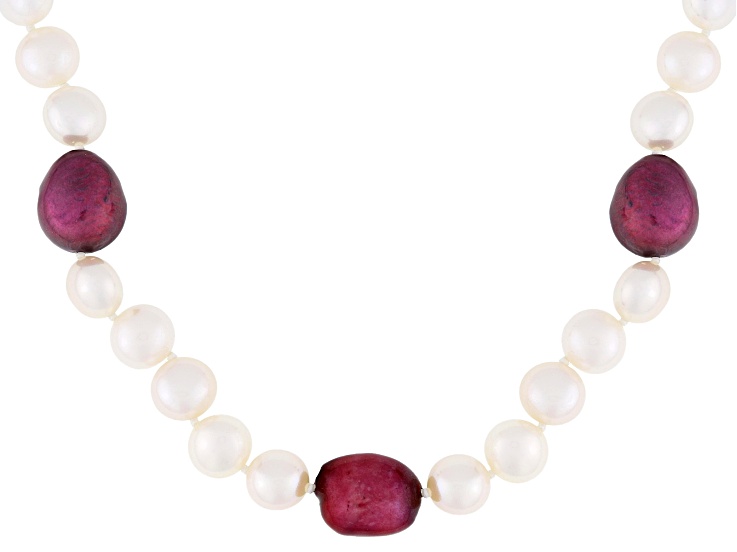 Multi-Color Cultured Freshwater Pearl Rhodium Over Sterling Silver 20 Inch Strand Necklace
