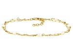 White Cultured Freshwater Pearl 14k Yellow Gold Over Sterling Silver Bracelet