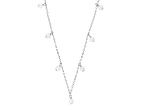 White Cultured Freshwater Pearl Rhodium Over Sterling Silver 16 Inch Necklace