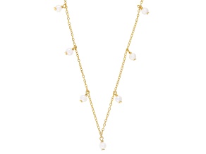 White Cultured Freshwater Pearl 14k Yellow Gold Over Sterling Silver Necklace