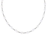 White Cultured Freshwater Pearl Rhodium Over Sterling Silver Necklace
