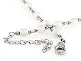 White Cultured Freshwater Pearl Rhodium Over Sterling Silver Necklace
