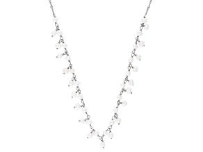 White Cultured Freshwater Pearl Rhodium Over Sterling Silver 17 Inch Necklace