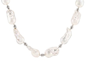 Genusis™ White Cultured Freshwater Pearl Rhodium Over Sterling Silver 20 Inch Strand Necklace
