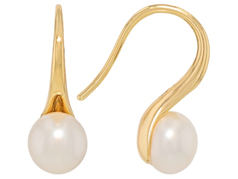アクセサリー Freshwater Pearl Earrings - gold White Cultured Freshwater Pearl 14K Yellow Gold Plated Earrings