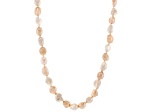 White & Peach Cultured Freshwater Pearl 32 Inch Endless Strand Necklace