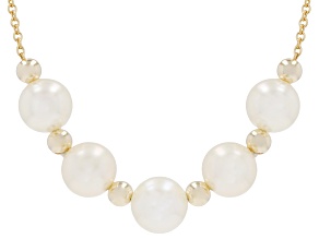 Candle Light Cultured Japanese Akoya Pearl 14K Yellow Gold Plated 20 Inch Necklace