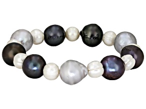 Genusis™ Black, Platinum & White Cultured Freshwater Pearl Bracelet