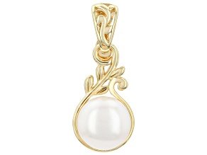 White Cultured Freshwater Pearl 18K Yellow Gold Over Sterling Silver Enhancer Pendant