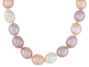 Multi-Pink Cultured Freshwater Pearl Sterling Silver 18 Inch Necklace