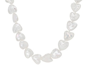 White Cultured Freshwater Pearl Rhodium Over Sterling Silver Necklace