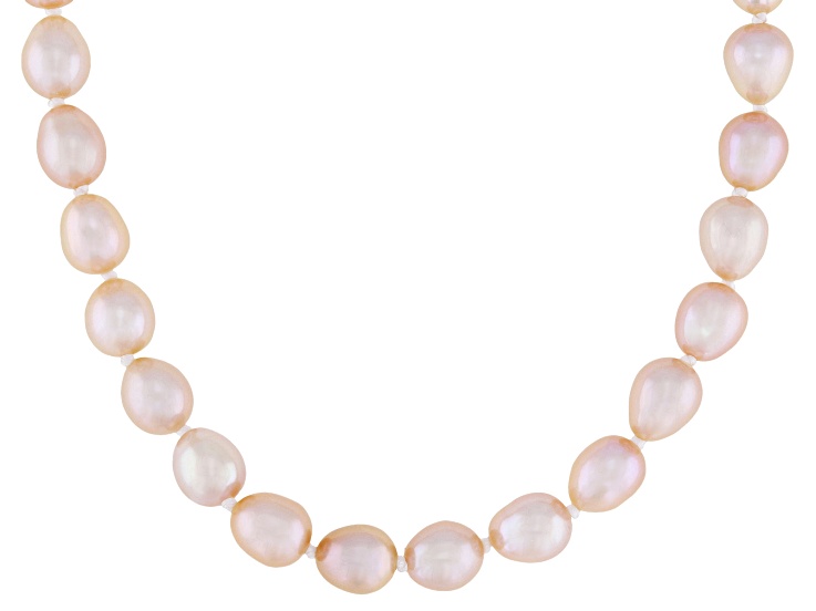Pink Cultured Freshwater Pearl Sterling Silver 18 Inch Necklace