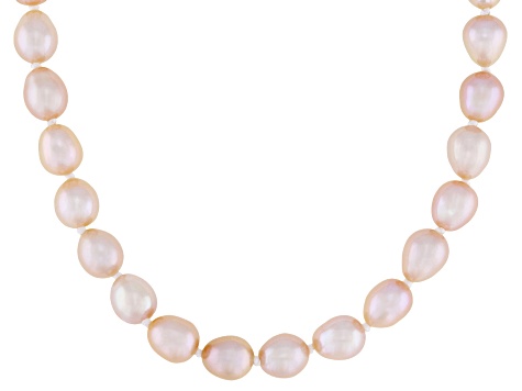 Pink Cultured Freshwater Pearl Sterling Silver 18 Inch Necklace