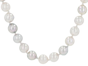 Multi-Color Cultured Japanese Akoya Pearl 14k Yellow Gold Over Silver 18" Strand Necklace