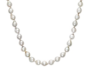Platinum Cultured Japanese Akoya Pearl Rhodium Over Silver 18 Inch Necklace