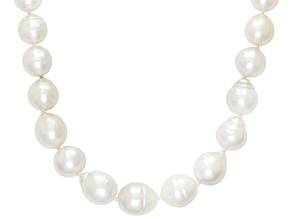 White Cultured South Sea Pearl Rhodium Over Sterling Silver 18 Inch Necklace