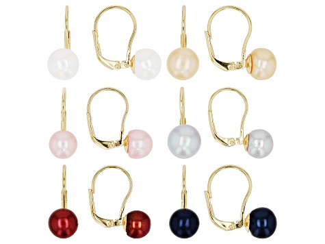 Multi-Color Cultured Freshwater Pearl Gold Tone Stainless Steel