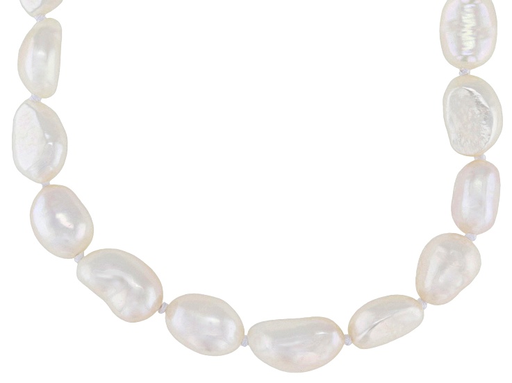 White Cultured Freshwater Pearl Sterling Silver 18 Inch Necklace