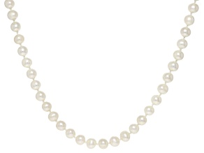 White Cultured Japanese Akoya Pearl 14k Yellow Gold 18 Inch Strand Necklace