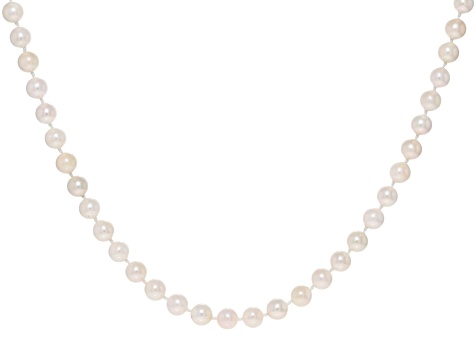 White Cultured Japanese Akoya Pearl 14k Yellow Gold 18 Inch Strand Necklace
