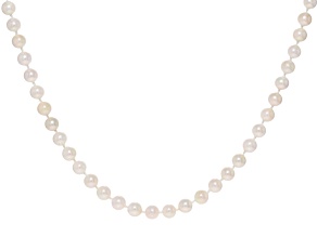 White Cultured Japanese Akoya Pearl 14k Yellow Gold 18 Inch Strand Necklace