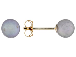 Platinum Cultured Freshwater Pearl 14k Yellow Gold Earrings