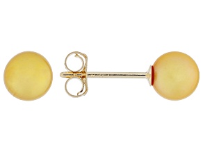 Golden Cultured Freshwater Pearl 14k Yellow Gold Earrings