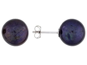 Black Cultured Freshwater Pearl 14k White Gold Earrings
