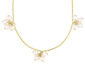 White Cultured Freshwater Pearl 18k Yellow Gold Over Sterling Silver 18 Inch Necklace