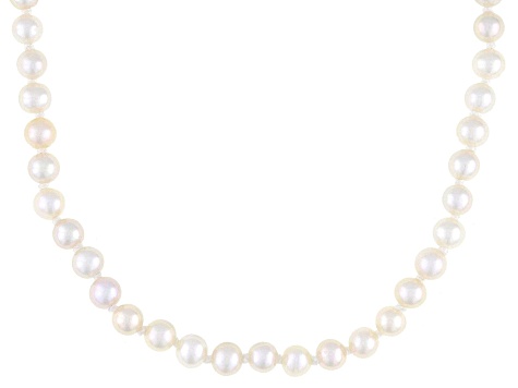 White Cultured Freshwater Pearl Sterling Silver 18 Inch Strand Necklace