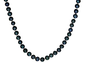 Black Cultured Freshwater Pearl Sterling Silver 18 Inch Strand Necklace
