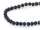 Black Cultured Freshwater Pearl Sterling Silver 18 Inch Strand Necklace