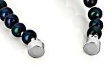 Black Cultured Freshwater Pearl Sterling Silver 18 Inch Strand Necklace
