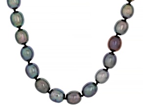 Black Cultured Freshwater Pearl Sterling Silver 18 Inch Necklace