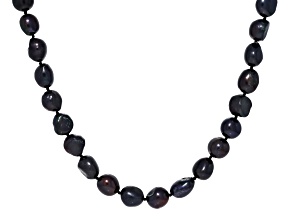 Black Cultured Freshwater Pearl Sterling Silver 18 Inch Strand Necklace