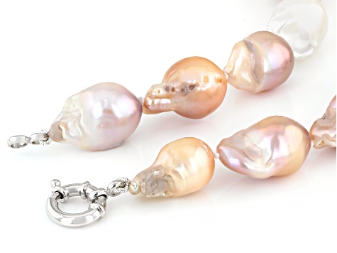 Genusis™ Multi-Color Cultured Freshwater Pearl Rhodium Over Sterling Silver 20 Inch Strand Necklace